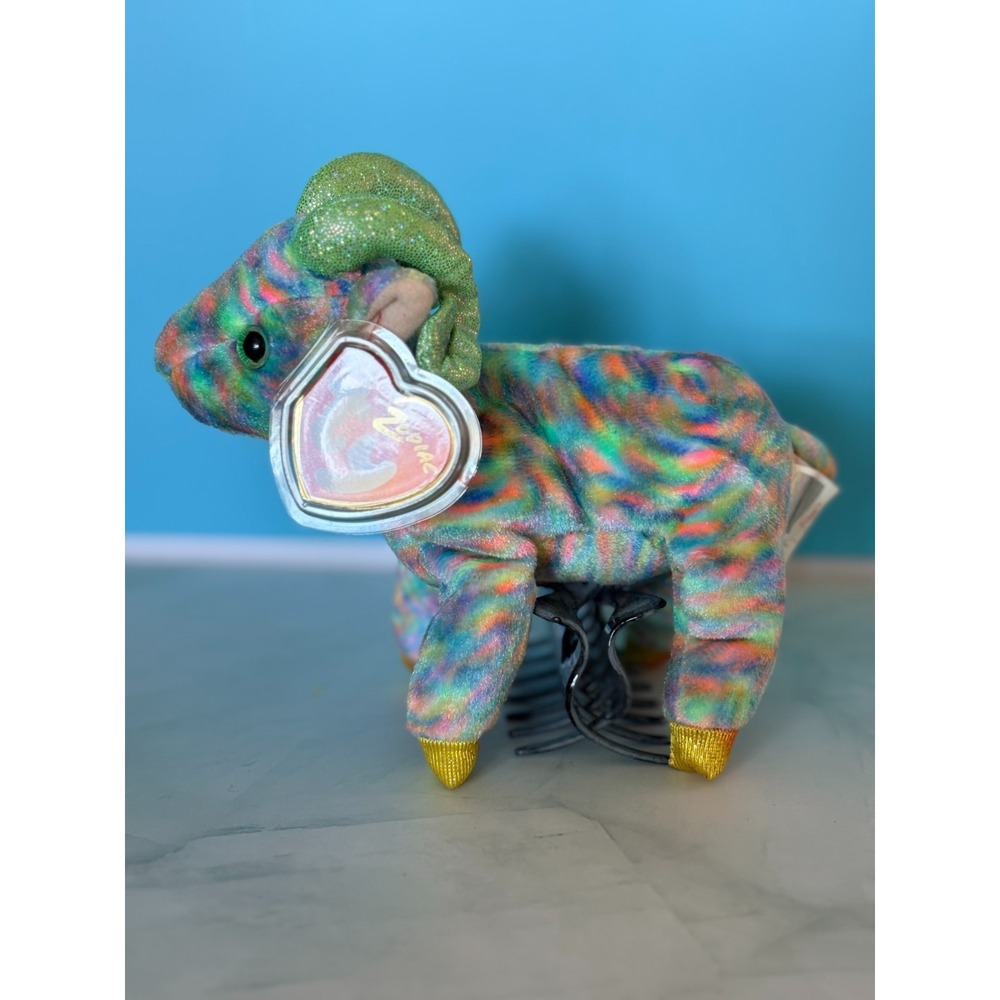 NWT Ty Zodiac Beanie Baby Goat Year 2000 Multi Color Plush Collectible